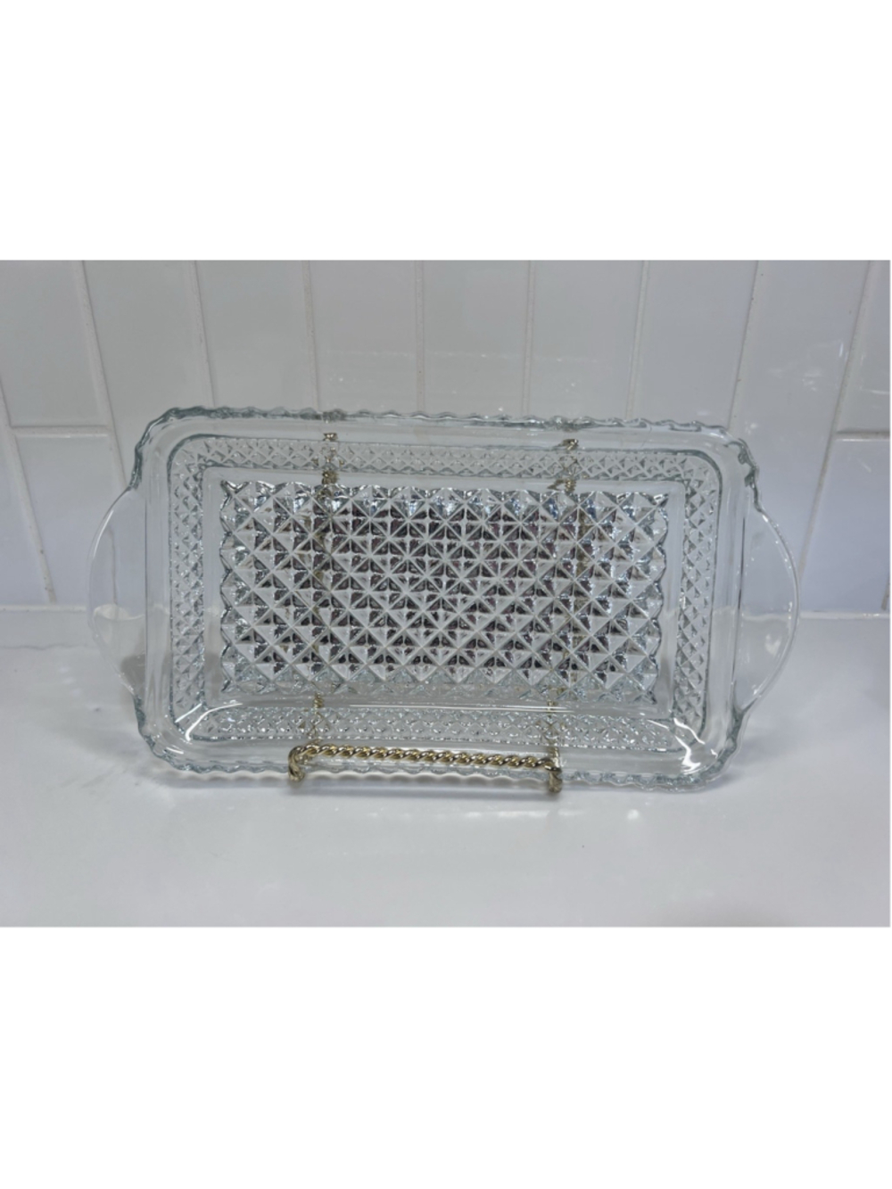 Vintage Anchor Hocking Wexford Glass Rectangular Cranberry Relish Tray